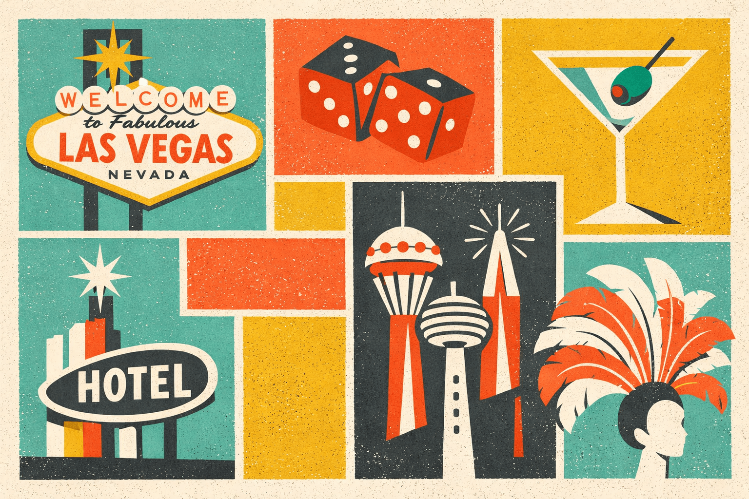 Retro Las Vegas illustrations